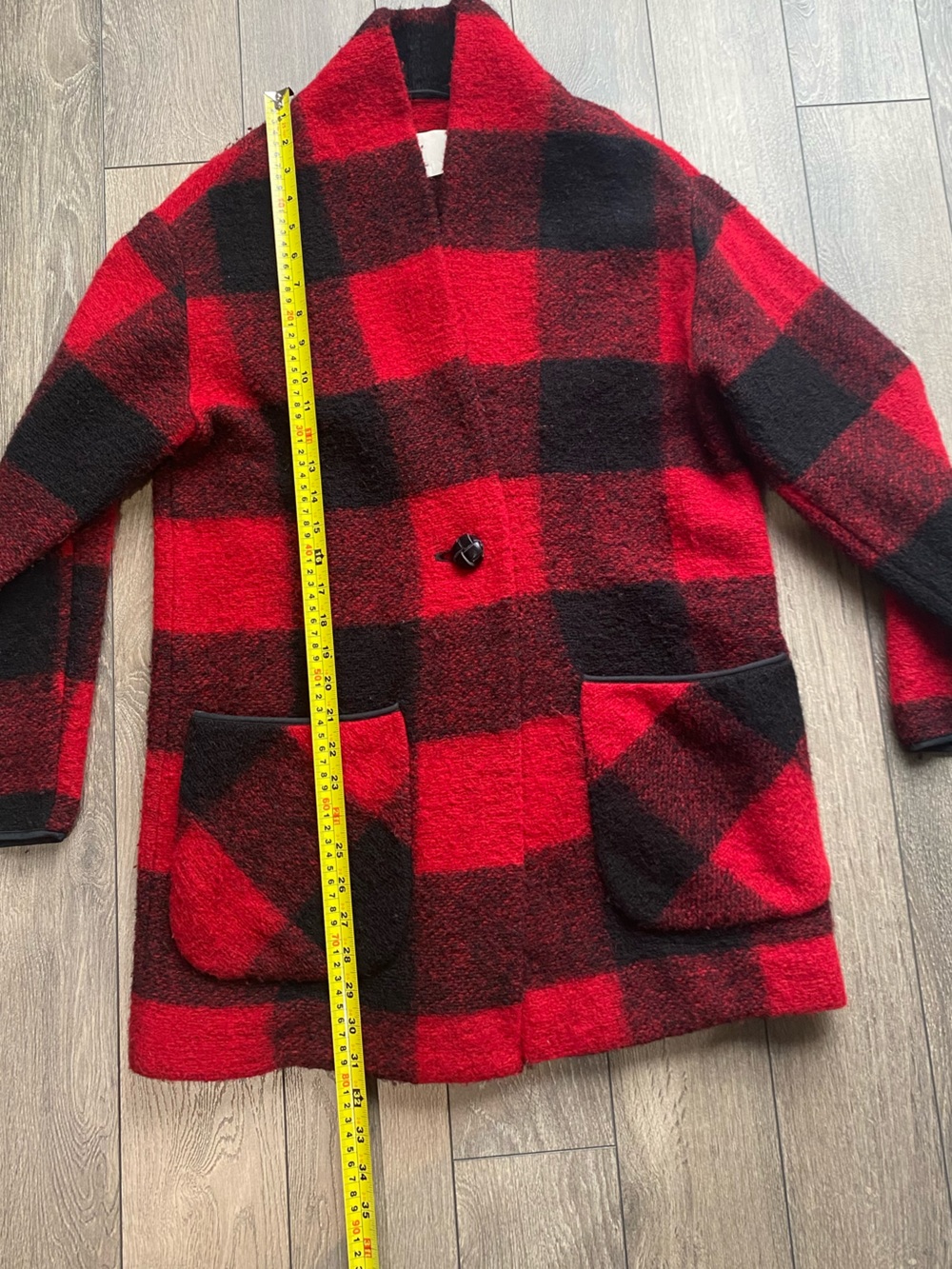 Wilfred Free Off Duty Buffalo Plaid Wool Blend Jacket Red Black Sz - Picture 5 of 10
